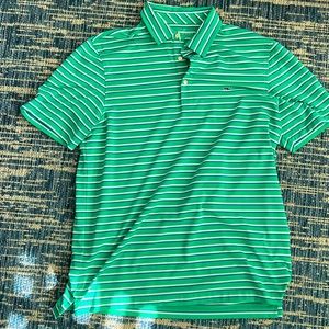 Like new vineyard vines golf shirt. Size M, green and white striped